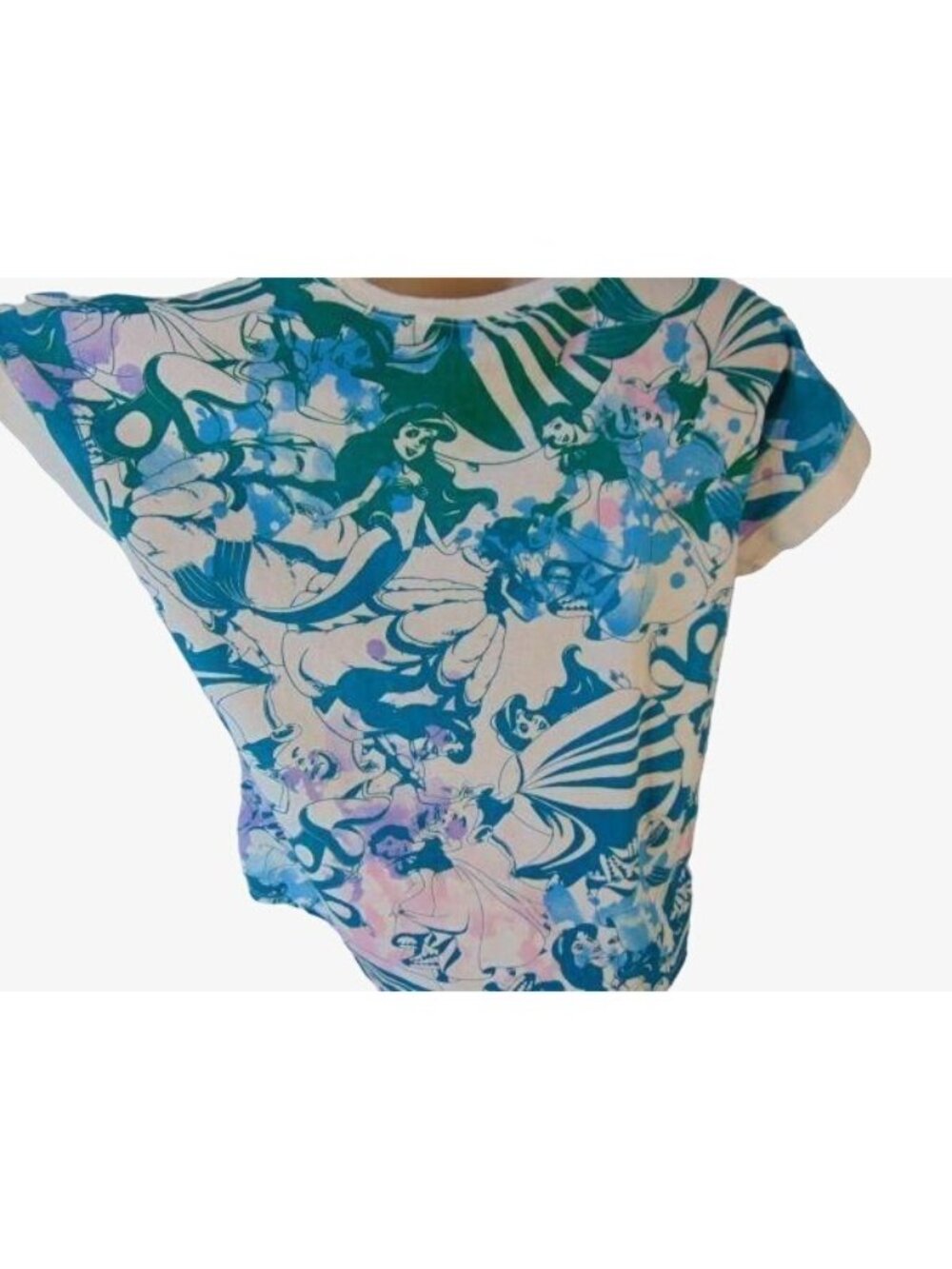 Disney Store Womens Splatter Princess Print Light Sweatshirt Knit Top XL Organic - Picture 6 of 8